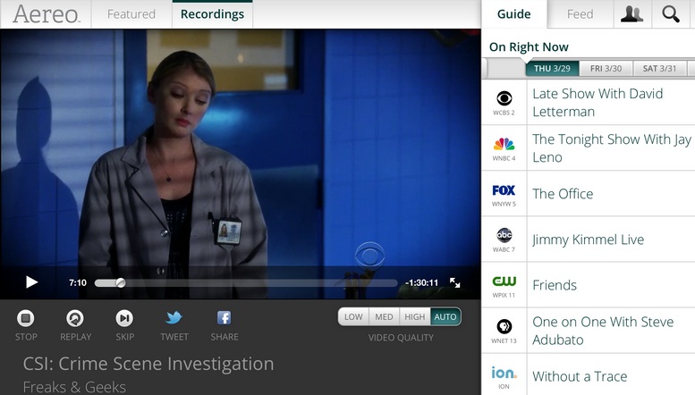 Aereo screenshot