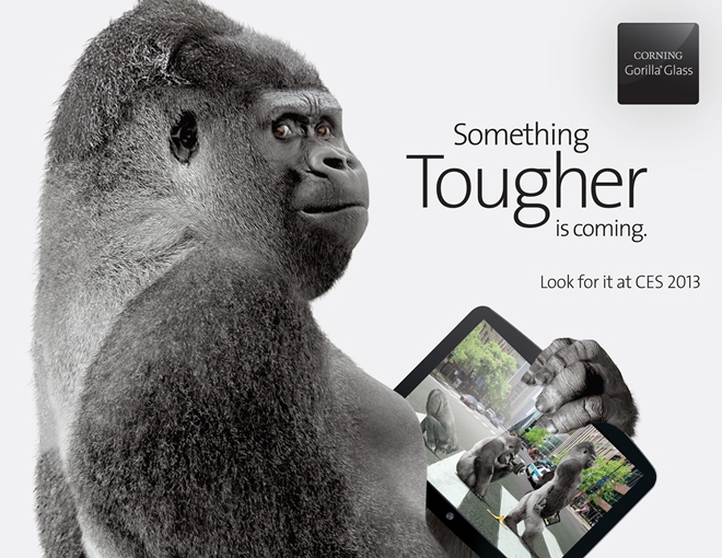 Corning's press image features a gorilla and a tablet