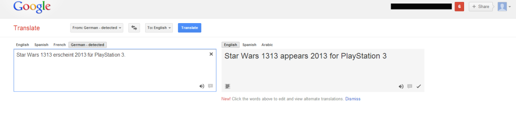 Star Wars 1313 Google Translate