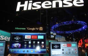 Hisense showed off all sorts of TVs.