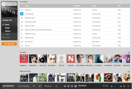 Myspace Artist Page screenshot
