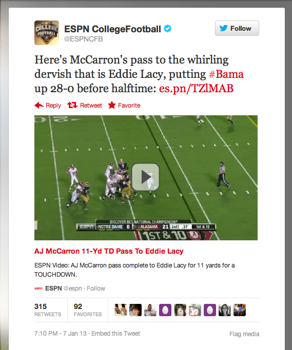 Twitter ESPN video embed