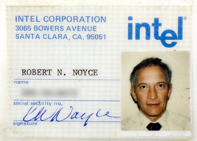 The Intel ID card of Bob Noyce, co-founder of Intel