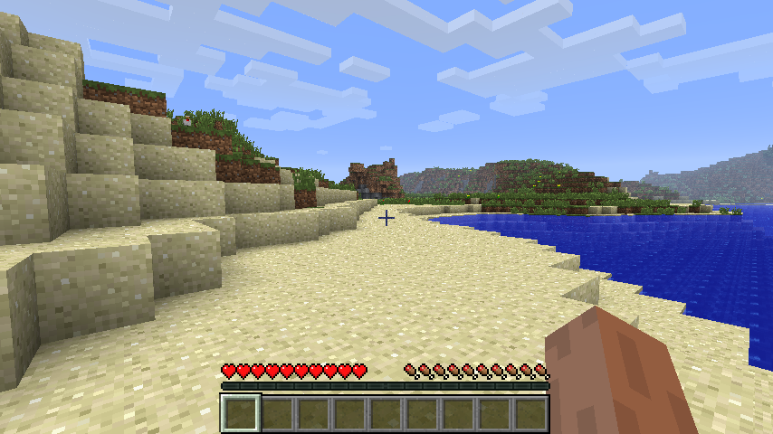 Exploring a beach in Minecraft