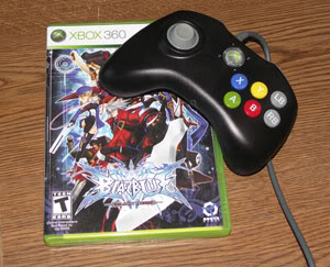 Blazblue: Calamity Trigger and an arcade-style gamepad