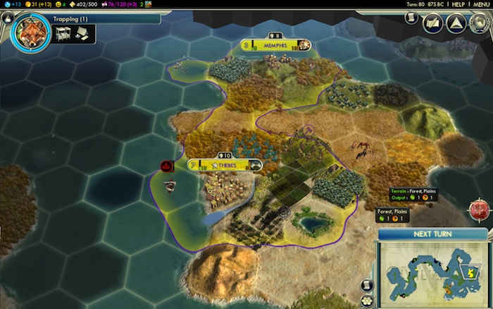 Civilization 5 screenshot -- recovering from Barbarian offensive