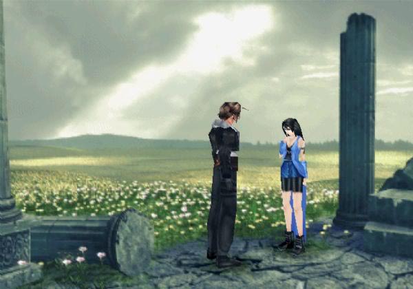 Squall and Rinoa make a promise at a flower field