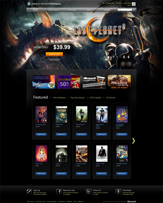 The new Games for Windows front page