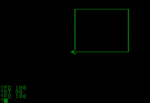 Drawing of a rectangle made with the Logo computer program