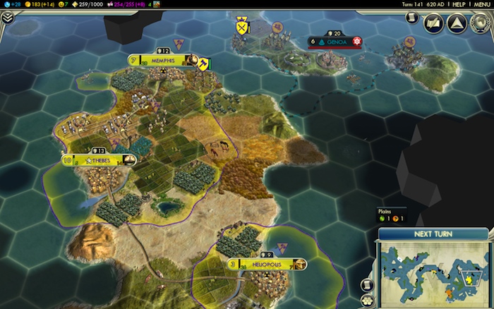 Civilization 5 screenshot - 3 Cities and war with a city-state