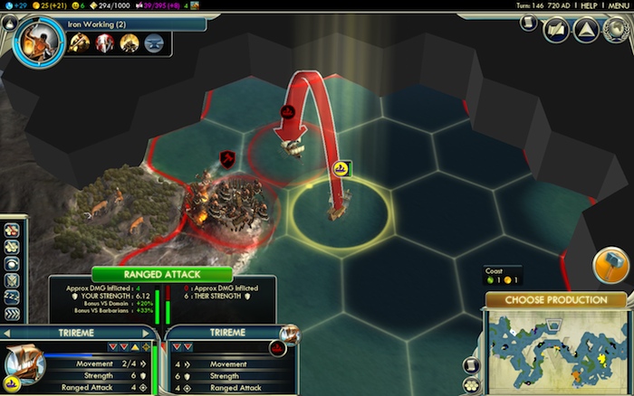 Civilization 5 screenshot - Trireme kicking ass