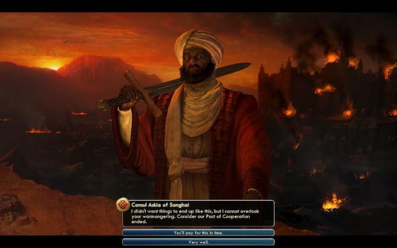 Civilization 5 screenshot - Songhai being hypocritical