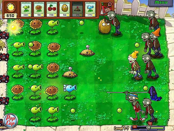 The front lawn of Plants Vs. Zombies