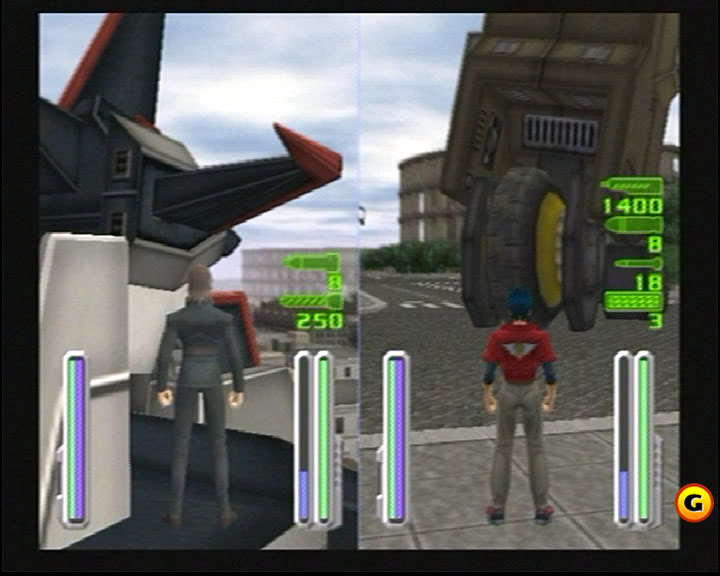 Left: Human with robot head. Right: Human with robot foot.