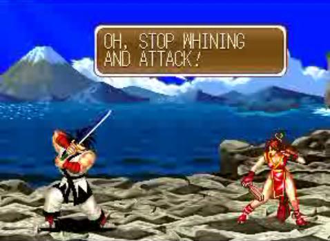 Haohmaru meets Mai Shiranui from Fatal Fury 2