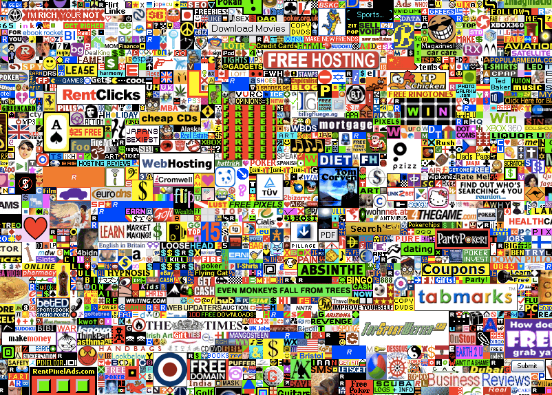 million pixel home page ads