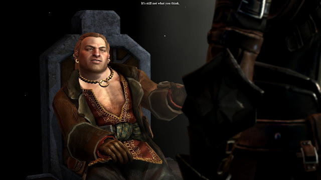 Varric being questioned by the Seeker in Dragon Age 2