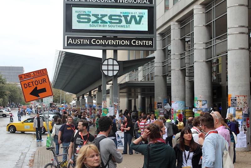 The crowd outside the Austin Convention Center at SXSW 2013