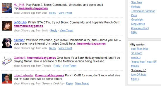 A picture of Twitter's Memorial Day Gaming tag.