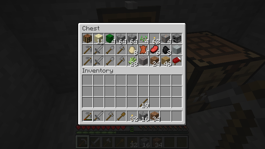 An open chest in Minecraft