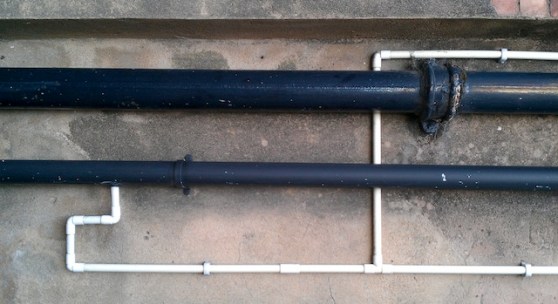 Pipes against a wall