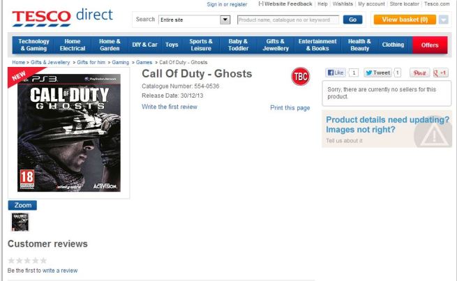 Call of Duty Ghosts Tesco