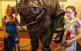 Harrison Krix and Emily Keith as Big Daddy and Little Sister (BioShock)