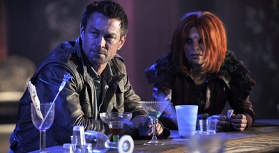 Nolan and Irisa at a bar in Defiance