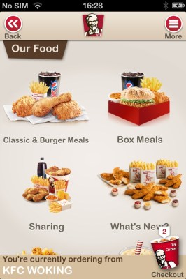 KFC's new mobile ordering app