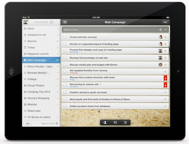 wunderlist pro ipad