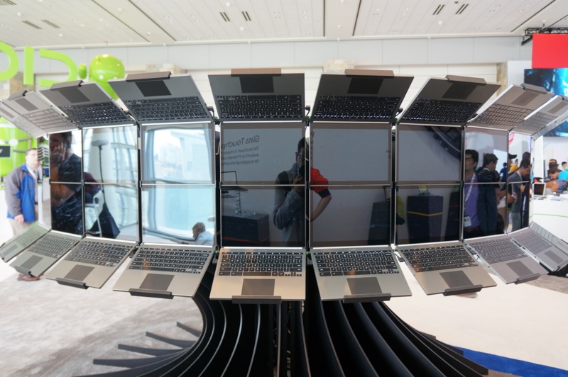 An art installation feature Chromebook Pixels at the 2013 Google I/O conference.