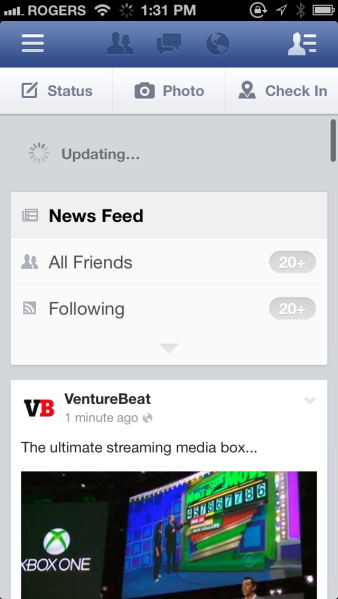 Facebook's mobile app on iOS uses a version of pull-to-refresh