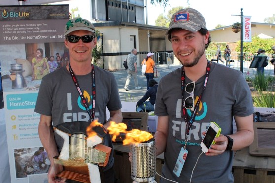 BioLite founders Alec Drummond (left) and Jonathan Cedar at Maker Faire Bay Area 2013