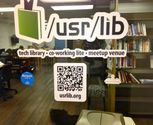 A coworking corner and 'tech library' in downtown Vegas