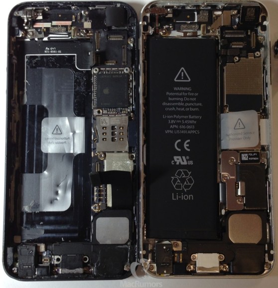 iPhone 5s (left) versus the iPhone 5 (right)