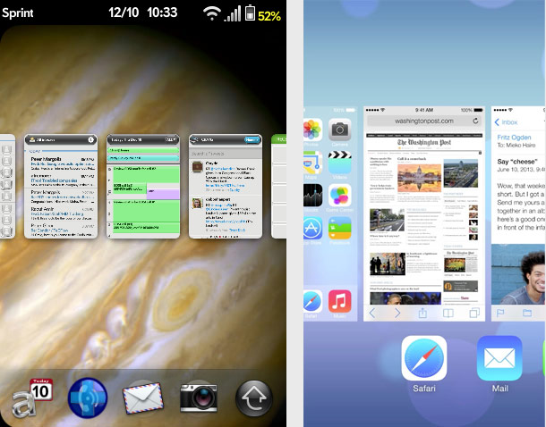 WebOS versus iOS: multitasking