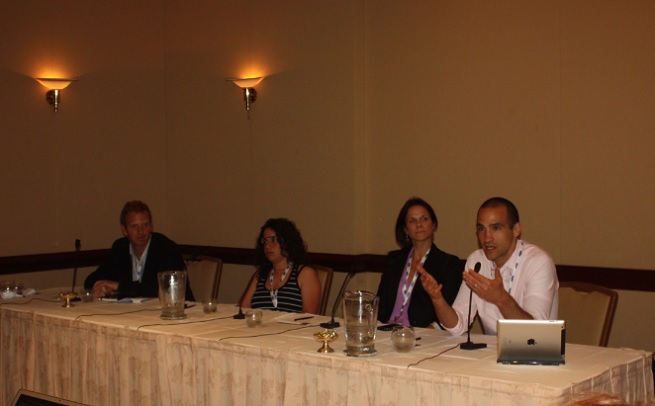 Behavior design panel at MobileBeat 2013: Jules Maltz (left), Michal Levin, Steph Habif, and Nir Eyal.