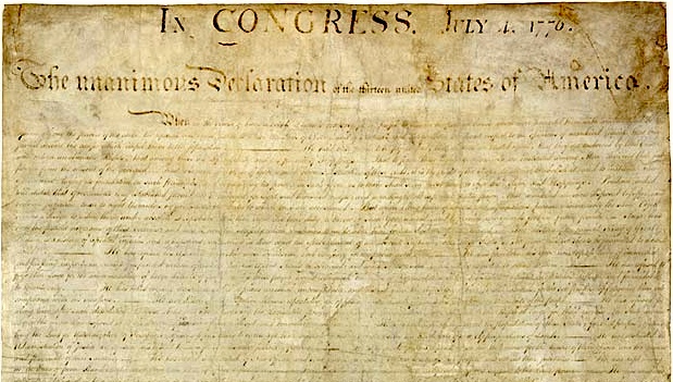 Closeup of the Declaration of Independence