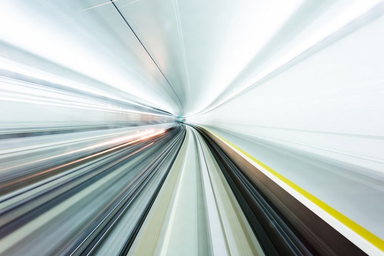 The view from inside the tunnel for a very fast train