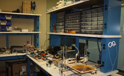 A workbench at Oculus VR