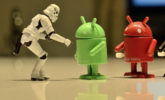 Android fighting off evil