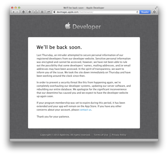 apple developer site hacked