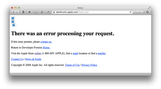 Even the Apple developer forums are down right now