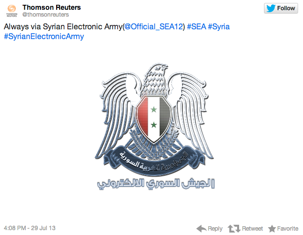 screenshot of hacked Thomson Reuters account
