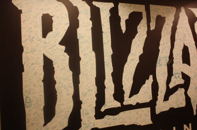 Blizzard employees signed their names on this banner.