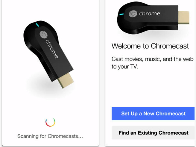 Screens of the new Chromecast app on iOS