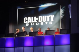 Pro gamers and Marines play Call of Duty: Ghosts.