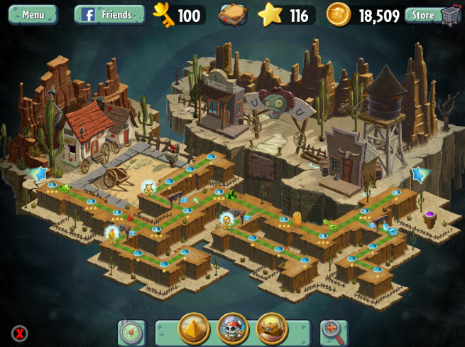 Plants vs. Zombies 2. Wild West map.