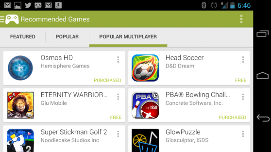 Google Play Games app.