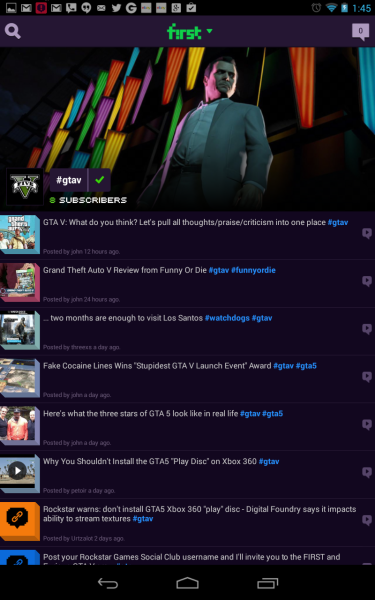 The Grand Theft Auto V feed in First.